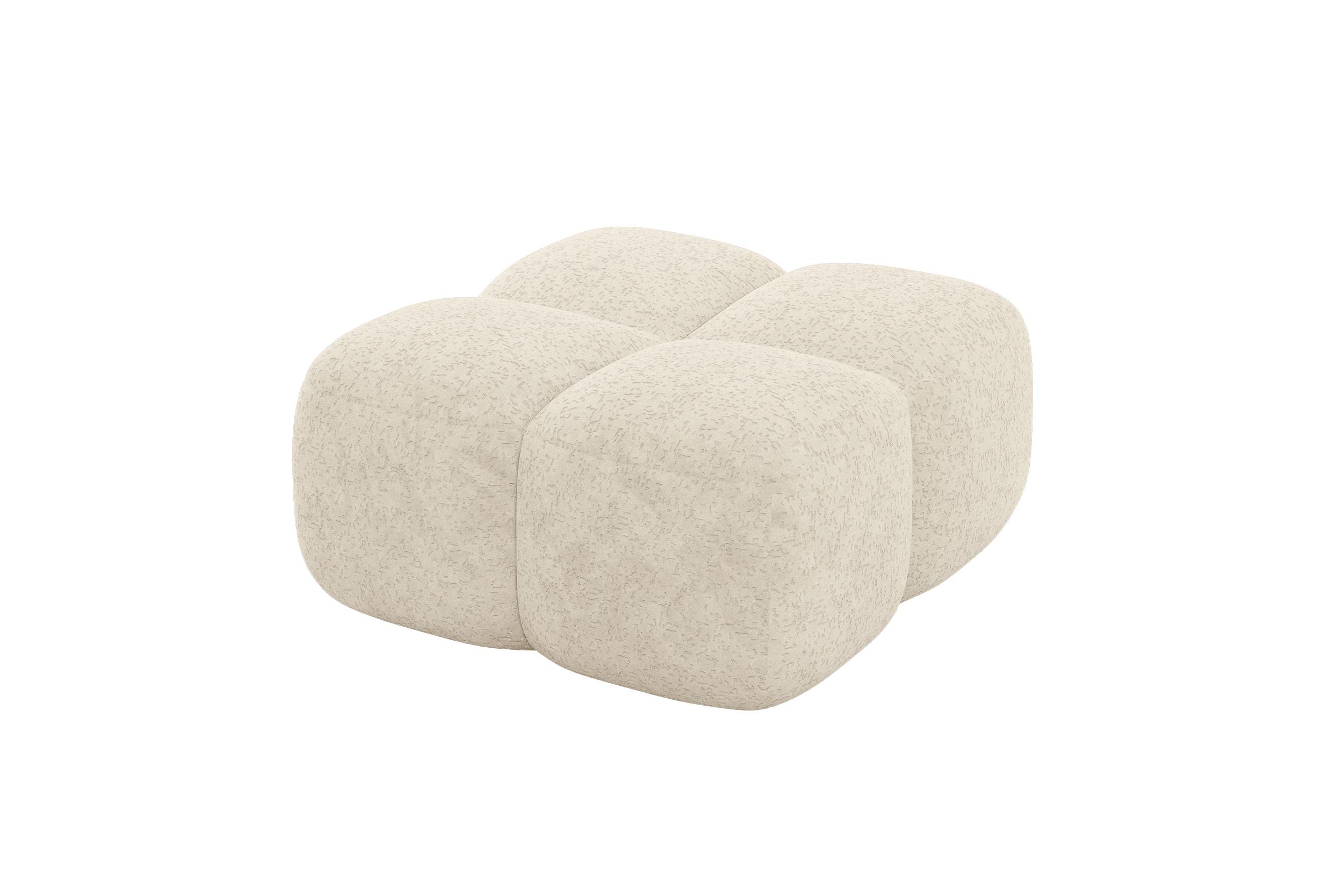 POUF Miko-Puf 90x90x45 cm Creme Velours Modular Sitzhocker - Creme/Schwarz, Holzwerkstoff/Kunststoff (90/43/90cm) - ALTDECOR