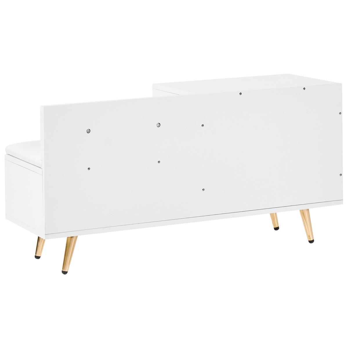 SCHUHBANK Weiß Kelowna - Goldfarben/Weiß, Holzwerkstoff (100/50/35cm) - Beliani