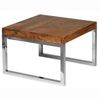 BEISTELLTISCH Massivholz Metallgestell Landhausstil GUNA, Dunkelbraun 60x60x40 cm - Silberfarben/Braun, Holz/Metall (60/60/40cm) - KADIMA DESIGN