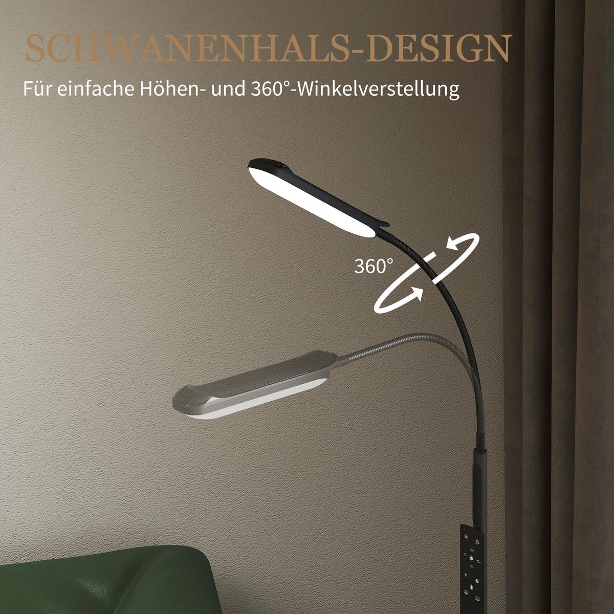 LED Stehlampe Dimmbar Stehleuchte mit Fernbedienung & Touch-Steuerung - Schwarz, Metall (22/22/175cm) - HOMCOM