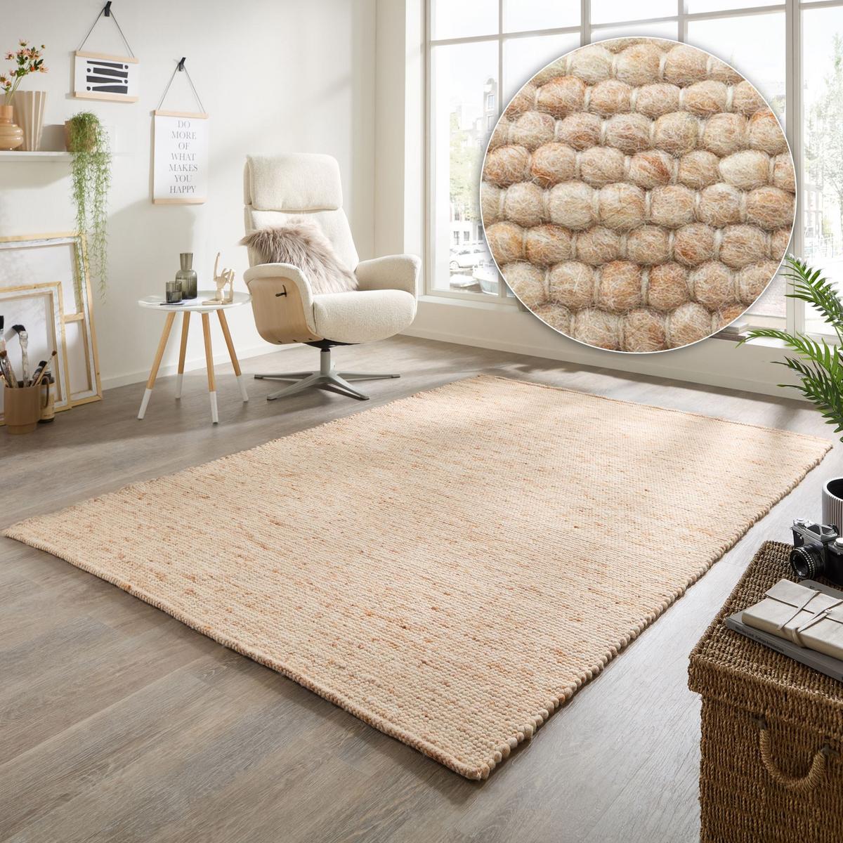 HANDWEBTEPPICH Atlas 70x140 cm - Beige, Textil (70/140cm) - Rug and Roll