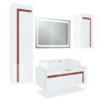 BADMÖBELSET Aloha Absetzungen in Bordeaux Hochglanz - Bordeaux, Holzwerkstoff (200/193/51cm) - Vladon