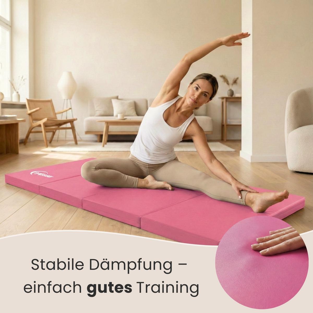 GYMNASTIKMATTE zum Wenden - 180/60/5 cm Faltbare Turnmatte - Pink, Kunststoff (60/180cm) - eyepower