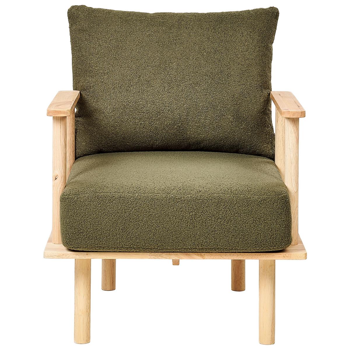 SESSEL Dunkelgrün Asker - Dunkelgrün/Braun, Textil (70/87/74cm) - Beliani