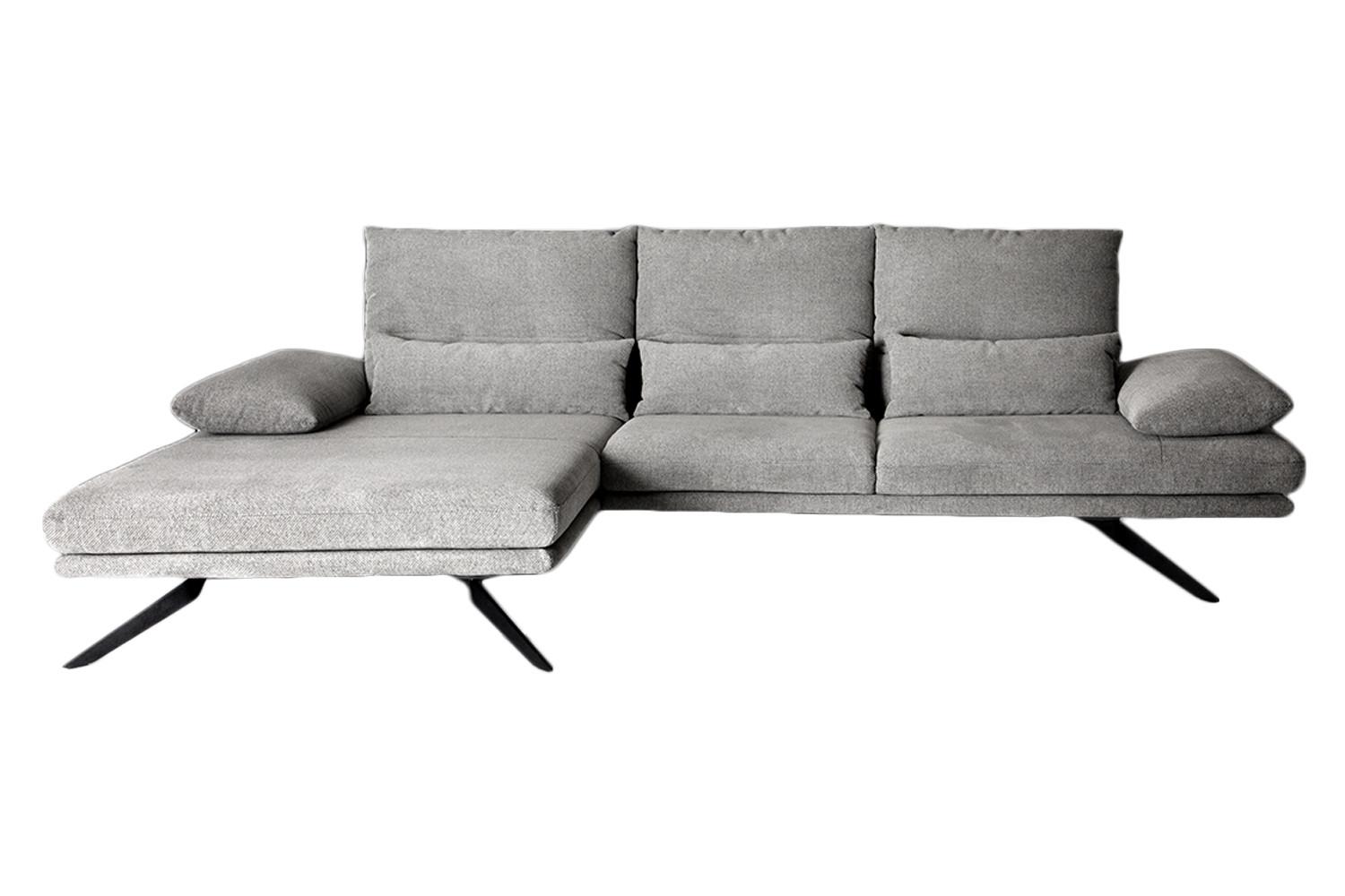 ECKSOFA FENICE Hellgrau Webstoff - Hellgrau/Schwarz, Textil (297/168cm) - KAWOLA