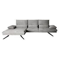ECKSOFA FENICE Hellgrau Webstoff - Hellgrau/Schwarz, Textil (297/168cm) - KAWOLA