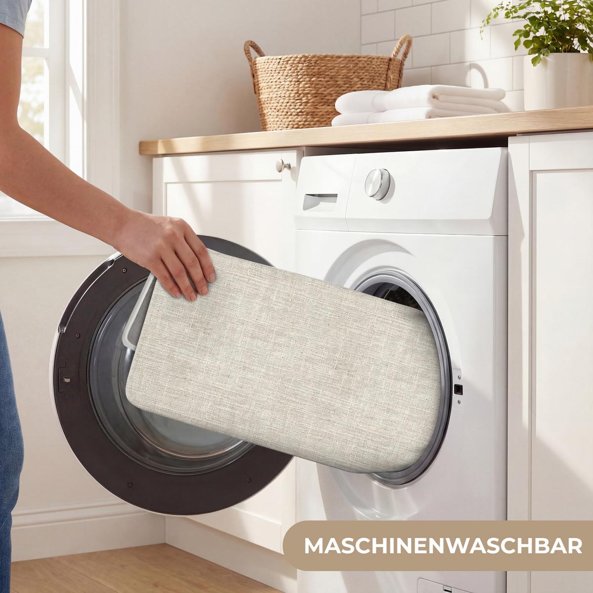 BADEMATTE Leinen - Textur - Beige 80x50 cm - Beige, Textil (80/50cm) - OnlyWow