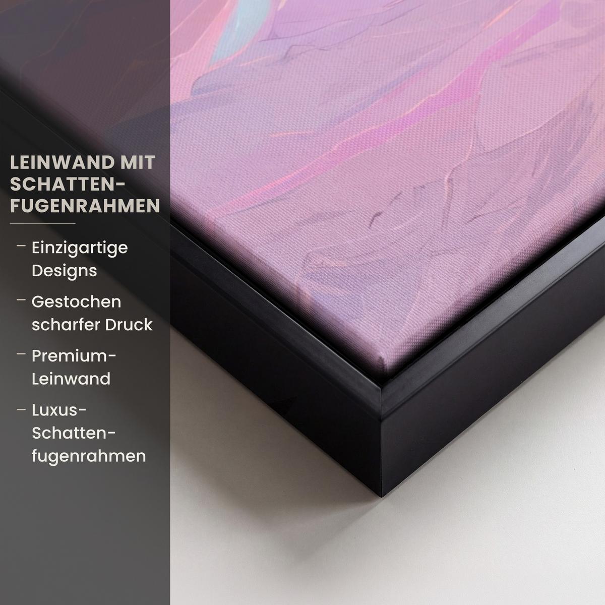 LEINWAND Bilder mit Rahmen - Berggipfel - Wolken - Verträumt - 80x60 - Hellrosa, Textil (80/60cm) - MuchoWow