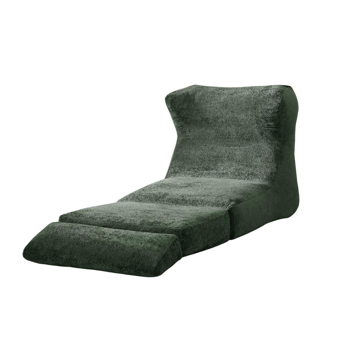 LOUNGE SESSEL Chenille Optik umwandelbar zum Liegestuhl - Grün, Textil (90/86/118cm) - Urban Meuble