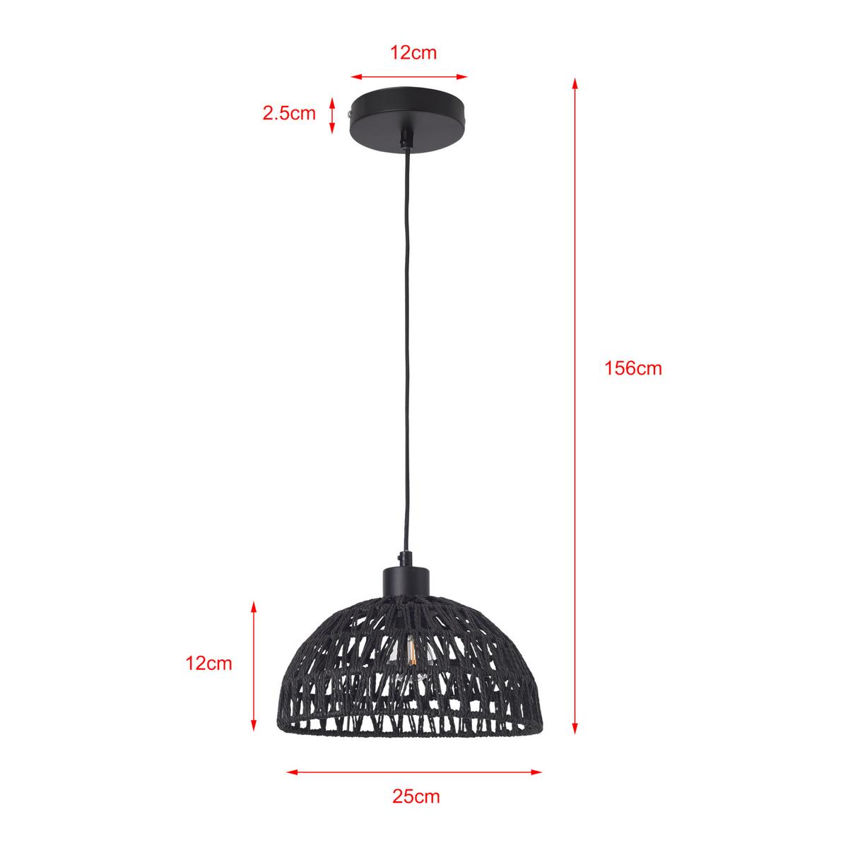 HÄNGELAMPE Alton - Schwarz, Naturmaterialen/Metall (25/25/156cm) - lux.pro