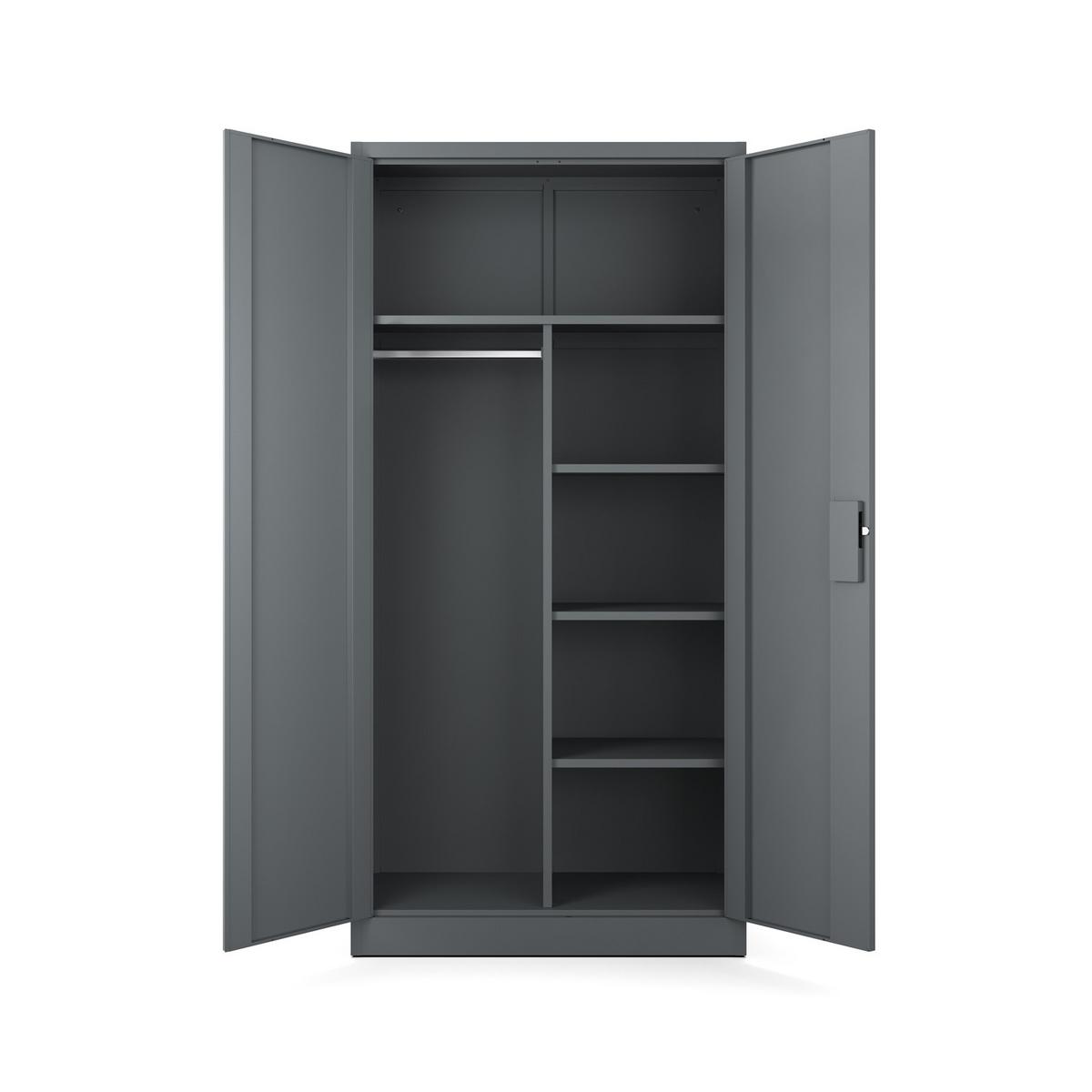 SOZIALRAUMSCHRANK aus Stahl Metallschrank für Büro Stahlschrank für Dokumente Akten Anthrazit 90x45x185cm - Anthrazit, Metall (90/185/45cm) - Muralo