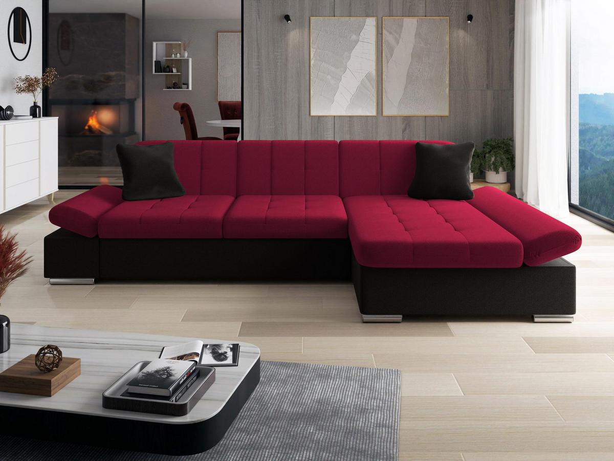 ECKSOFA Montana, Seite: Rechts - Rot/Schwarz, Holz/Textil (278/161cm) - MIRJAN24