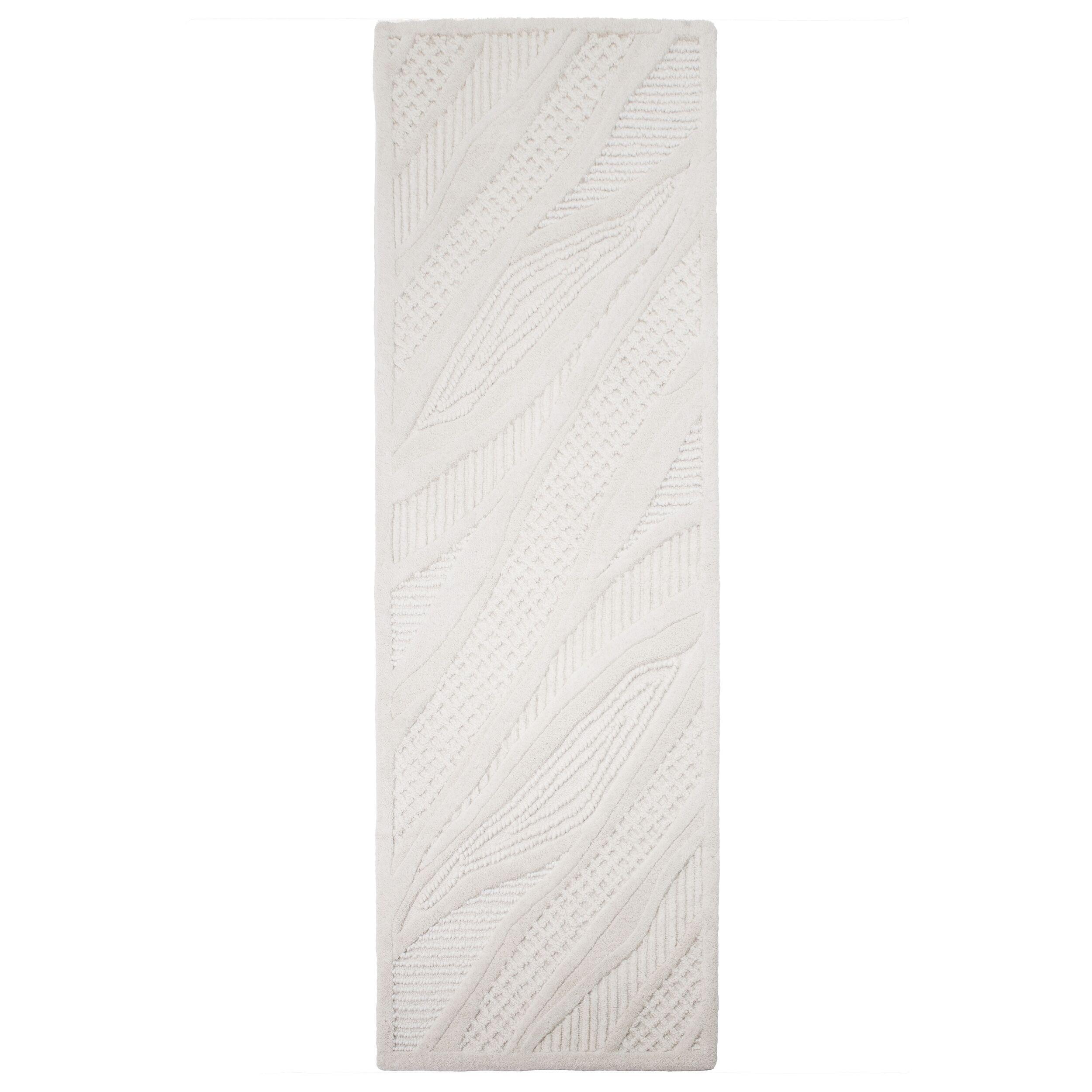 TEPPICH aus Wolle CARVE in Weiß, abstrakt, Florhöhe 14 mm, 80 x 230 cm - Beige, Textil (230/80cm) - KADIMA DESIGN
