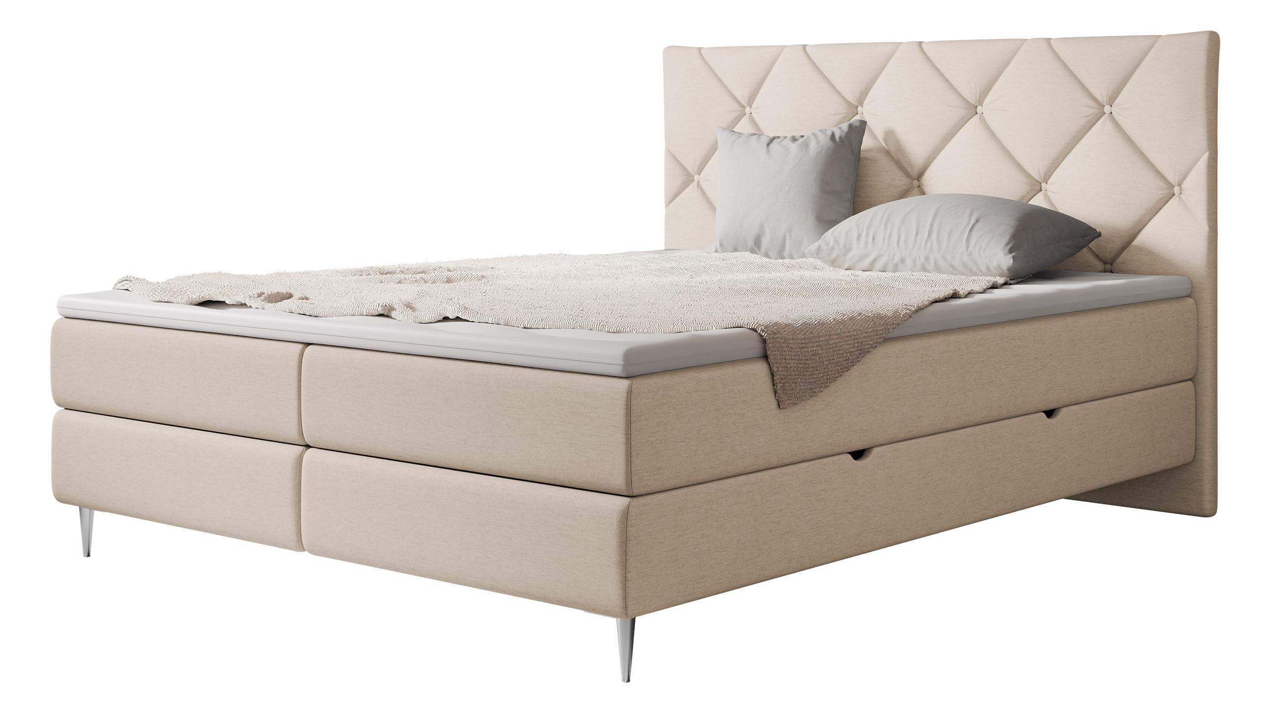 BOXBETT Letra - H3 - Chromfarben/Naturfarben, Holz/Textil (140/200cm) - MIRJAN24