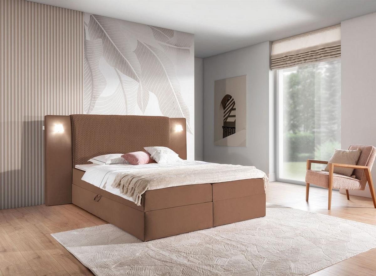 BOXBETT Marten Magic Velvet Set.1 - Braun, Holzwerkstoff/Textil (120/200cm) - Fun Möbel