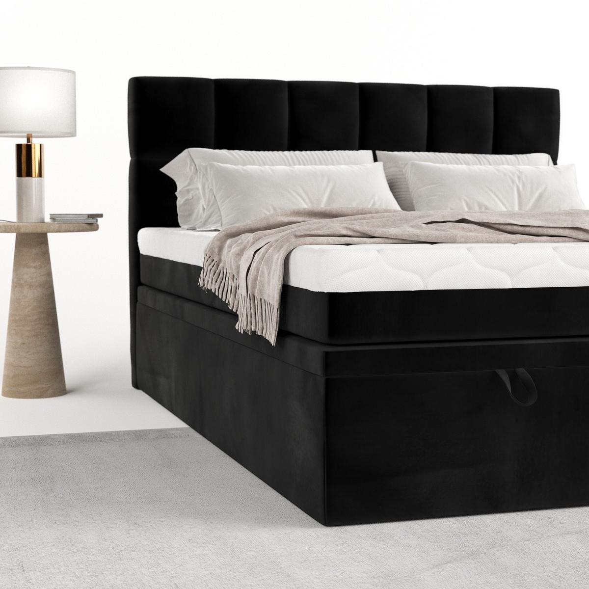 BOXBETT Elano 160/200 cm Schwarz im Kronos Stoff - Schwarz, Holz/Holzwerkstoff (160/200cm) - AltaBeds