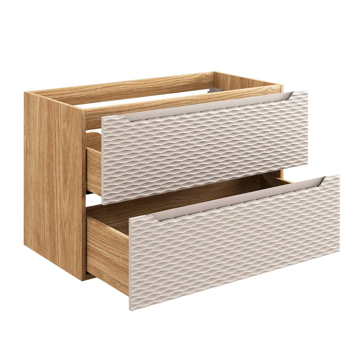 WASCHTISCH 90cm Elora Beige und Holz - Braun, Holzwerkstoff (90/59/46cm) - Petits-meubles