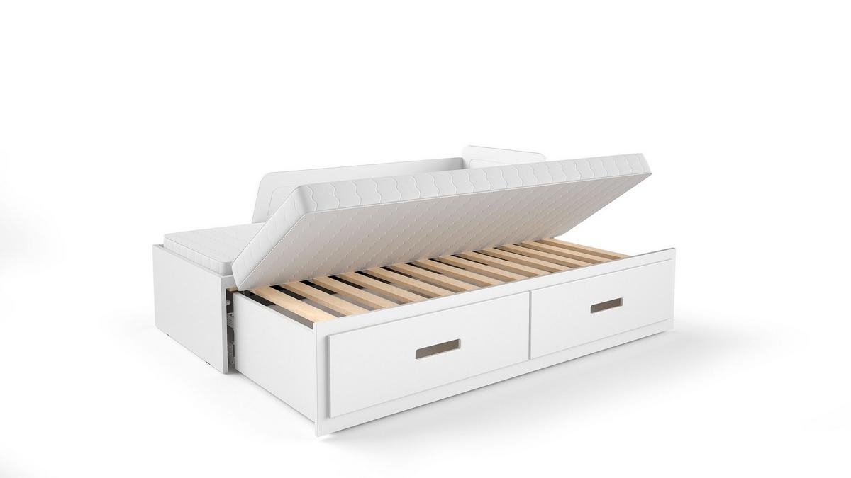 KINDERBETT MILANA mit Bettkasten 80X200 cm Weiß - Weiß, Holz (80/200cm) - MASSENO