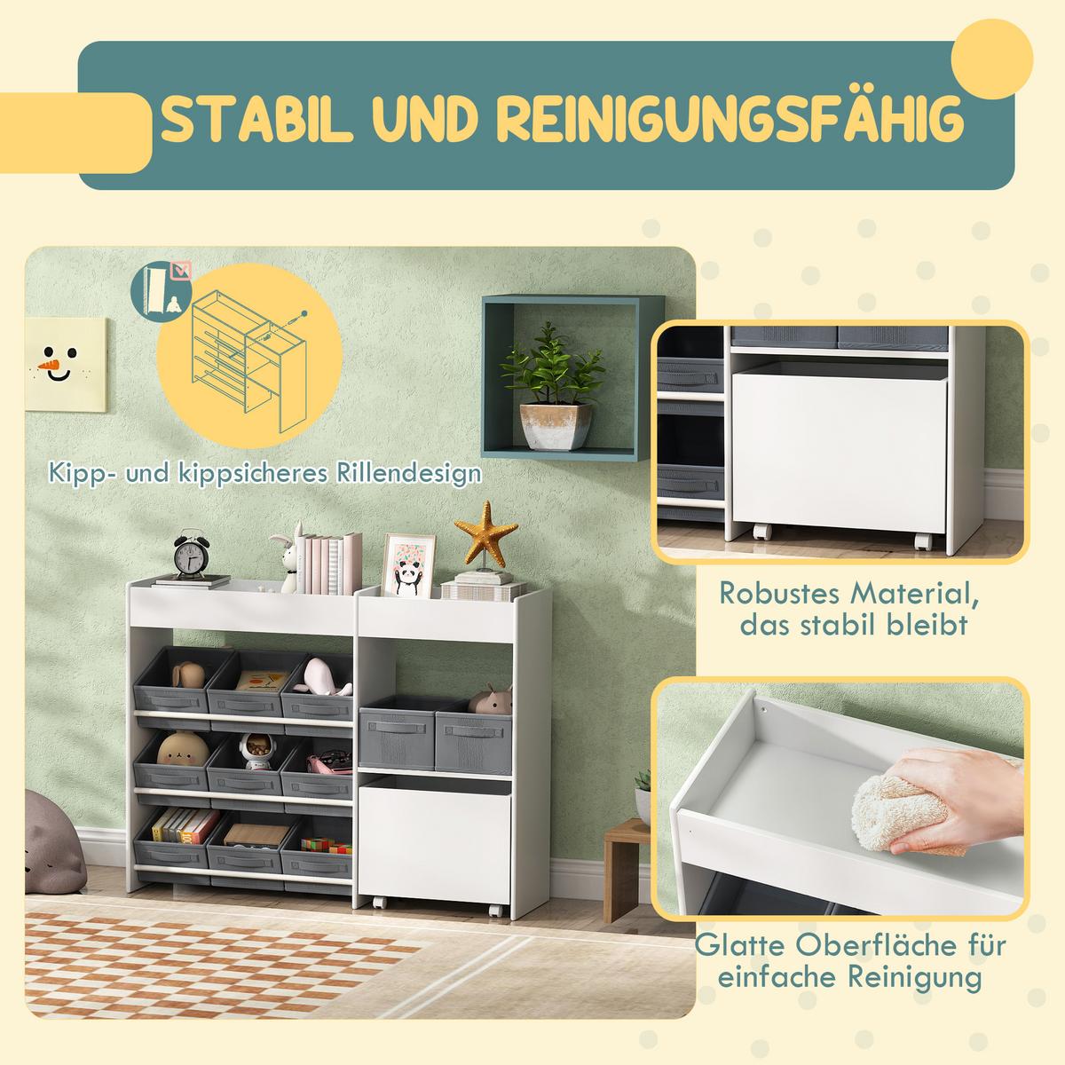 KINDERREGAL - Weiß, Holzwerkstoff/Metall (30/80/105cm) - AIYAPLAY