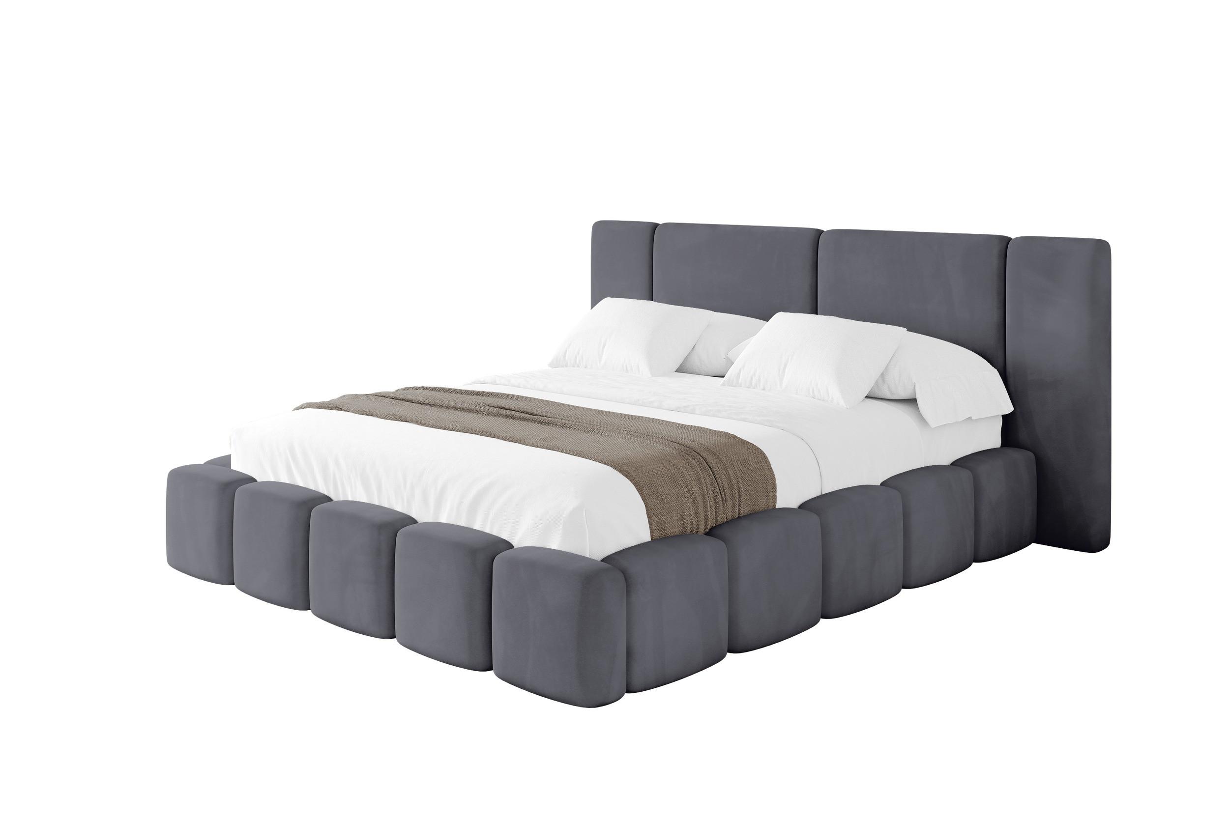 POLSTERBETT mit Bettkasten und Lattenrost, Bett mit Matratze H3/H4 - NILO 200x200 Dunkelgrau - Dunkelgrau, Holzwerkstoff/Textil (200/200cm) - ALTDECOR
