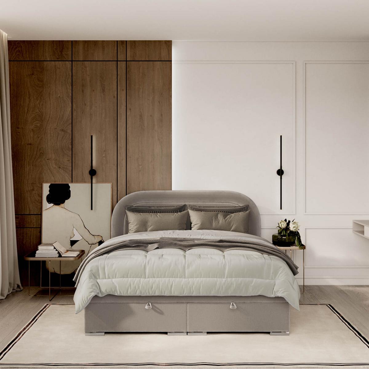 POLSTERBETT Harmony mit Stauraum 180/200 cm Beige im Lotta Stoff - Chromfarben/Beige, Holz/Holzwerkstoff (180/200cm) - AltaBeds