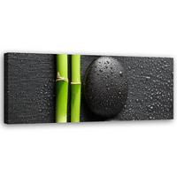 WANDBILD steine bambus zen spa - Schwarz, Textil (90/30cm) - Feeby