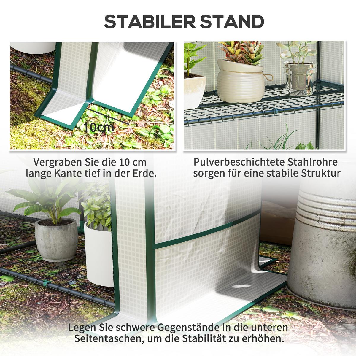GEWÄCHSHAUS, 144L x 48B x 152H cm - Weiß, Metall (48/152/144cm) - Outsunny