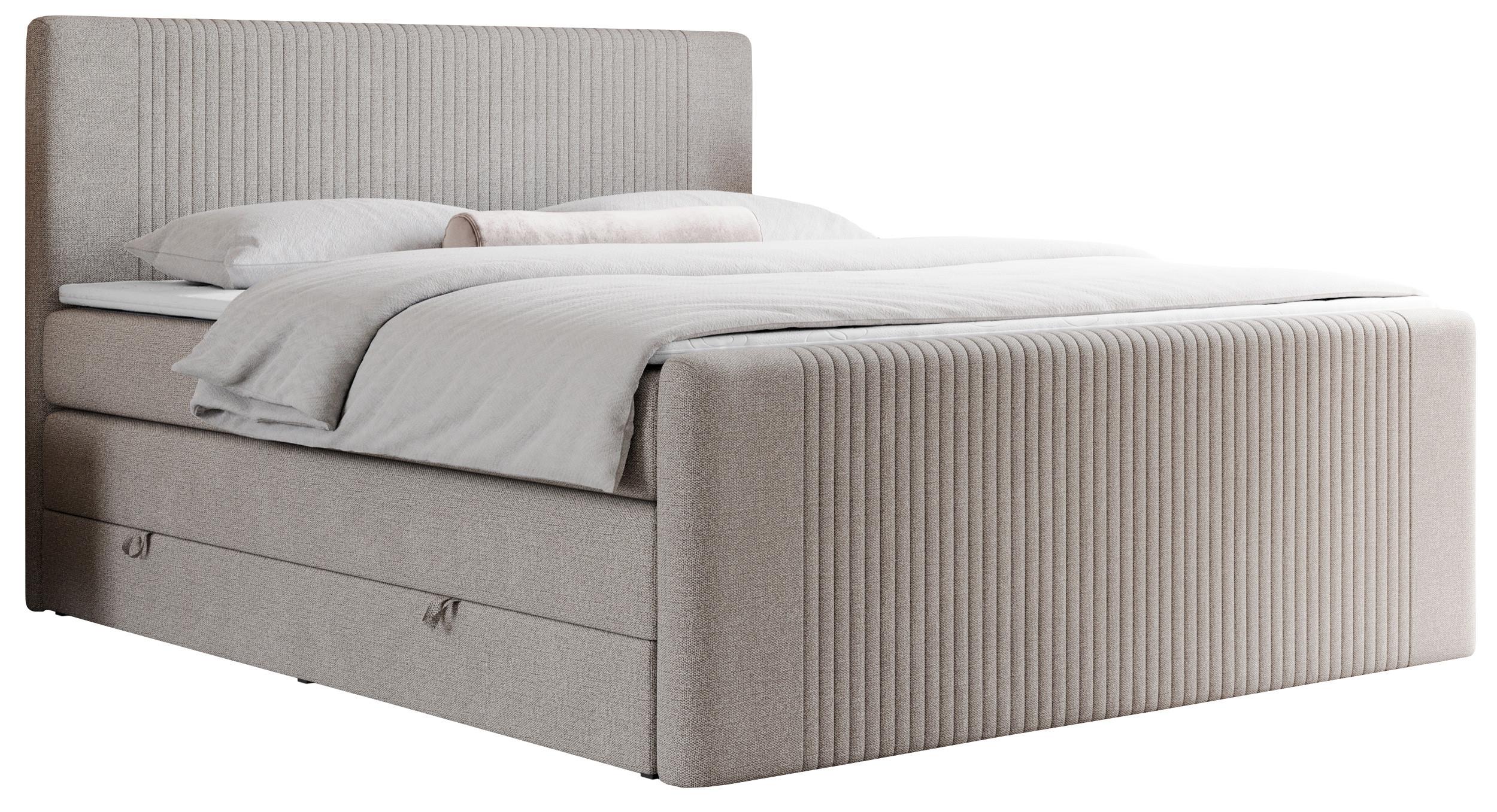 BOXSPRINGBETT KING DOREN 200/200 Beige Struktur - H3 - Beige, Holz/Textil (200/200cm) - MKS