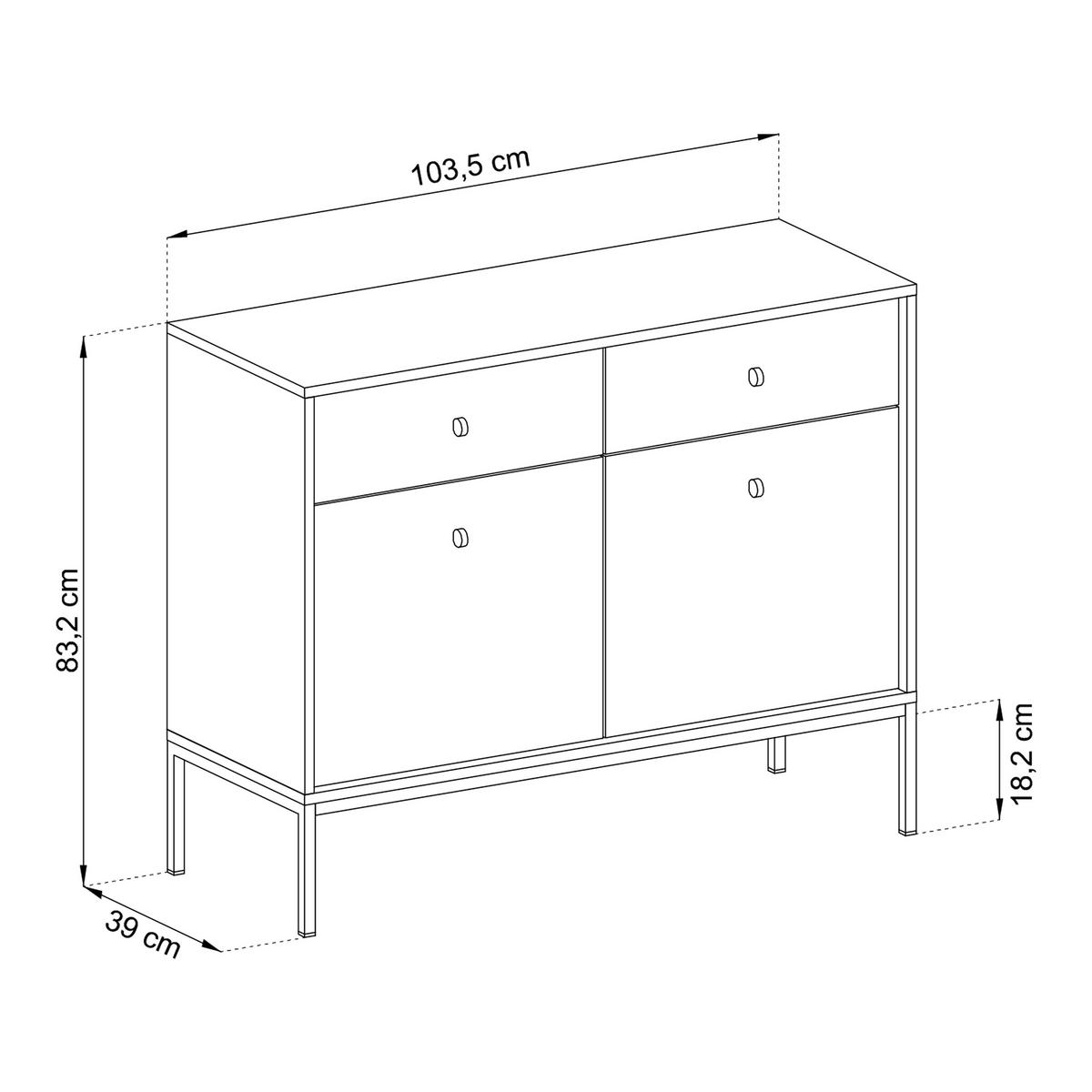 KOMMODE MONDO 104/83/39 cm mit 2 Schubladen 2 Türen Blau - Blau, Holzwerkstoff (104/83/39cm) - MASSENO