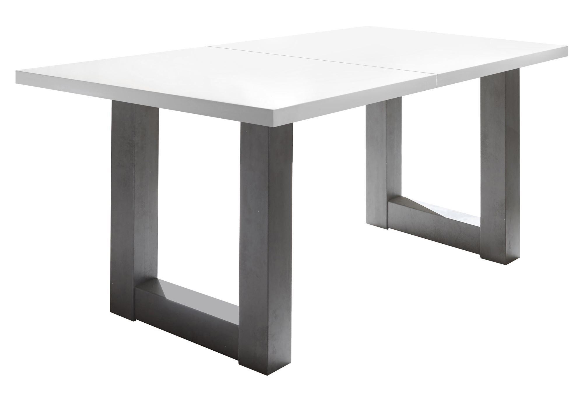 ESSTISCH ausziehbar Eila 3 160 x 90 x 75 Esszimmertisch Graphit/Weiß Matt Lack - Weiß, Holz (160/90/75cm) - 58aufmkessel