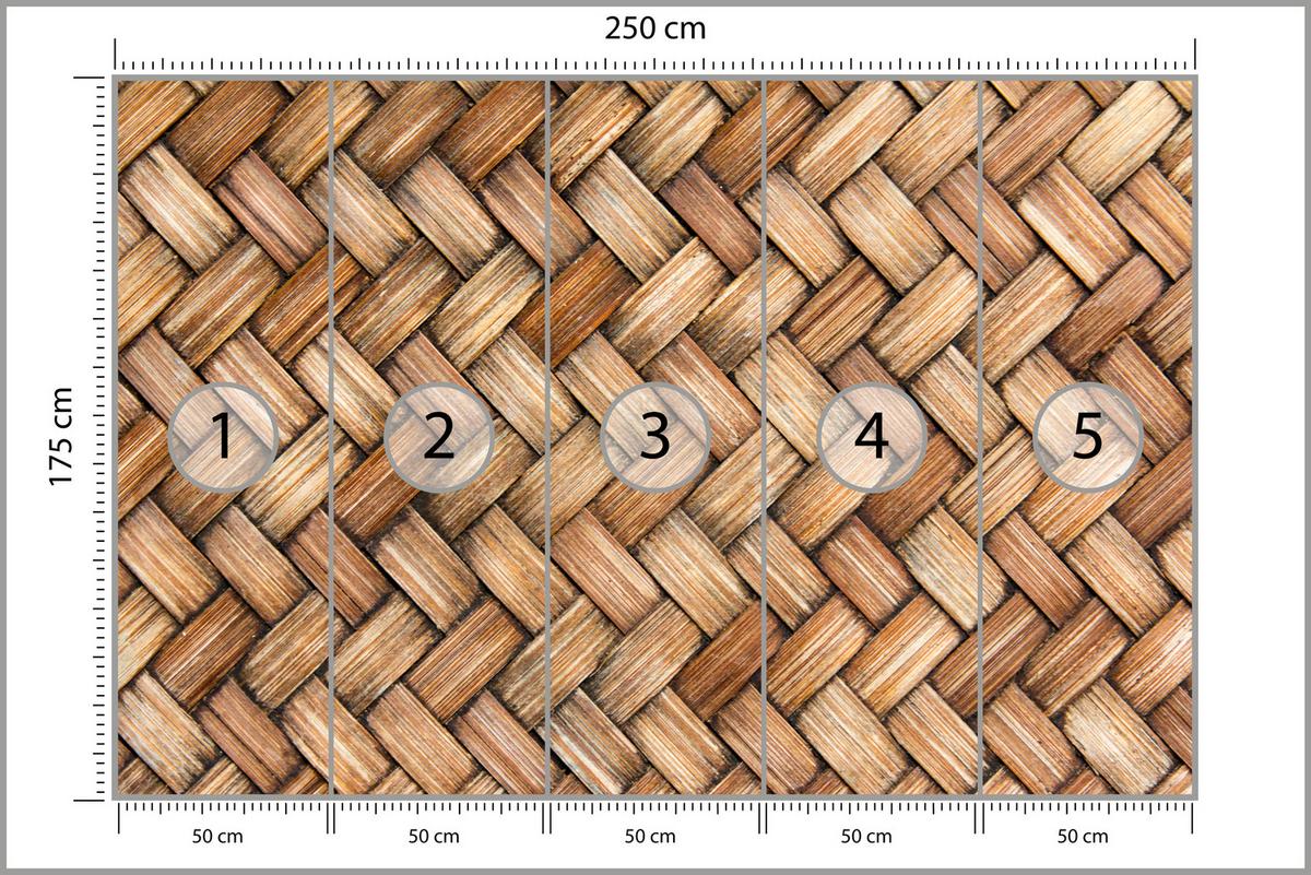 FOTOTAPETE für Küche Weiden Imitation Braune Wand Rustikal Modern 250x175 - Beige/Braun, Papier (250/175cm) - Muralo