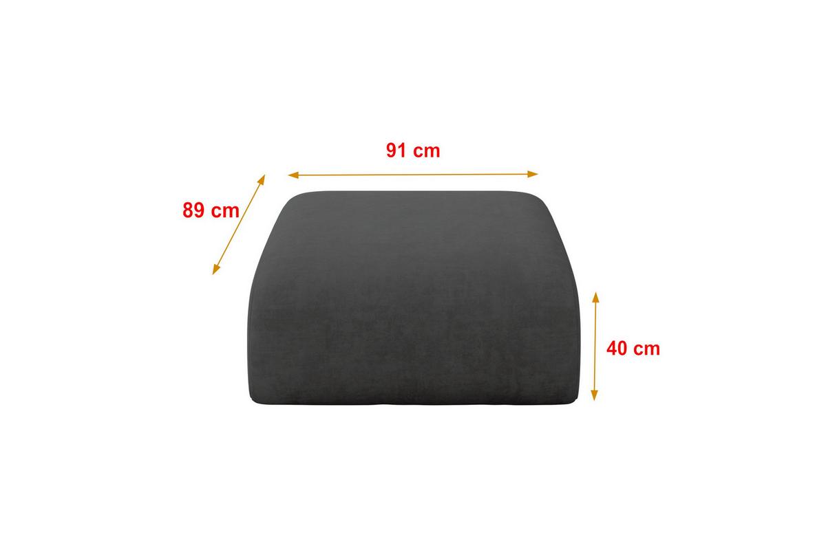 POUF MIRA-PUF 91x89x40 Dunkelgrau cm Velours Modular Sitzhocker - Dunkelgrau/Schwarz, Holzwerkstoff/Kunststoff (91/40/89cm) - ALTDECOR