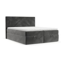 BOXBETT Velma 140/200 cm Grau im Kronos Stoff - Schwarz/Grau, Holz/Holzwerkstoff (140/200cm) - AltaBeds