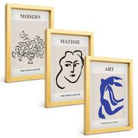 BILDER SET 3er Set - 20x30 cm Goldrahmen - Abstrakte minimalistische Poster - Goldfarben, Kunststoff (20/30cm) - TULUP
