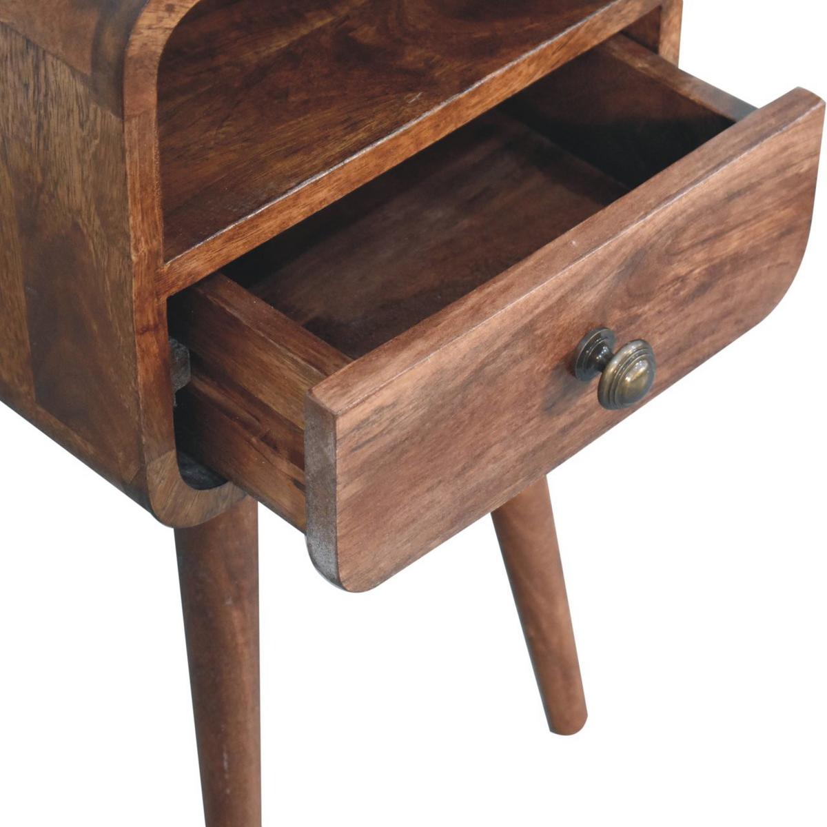 NACHTTISCH Honey-Caramel-Finish, 1 Schublade, 1 offenes Regal, Braun - Braun, Holz (30/55/30cm) - Artisan Furniture