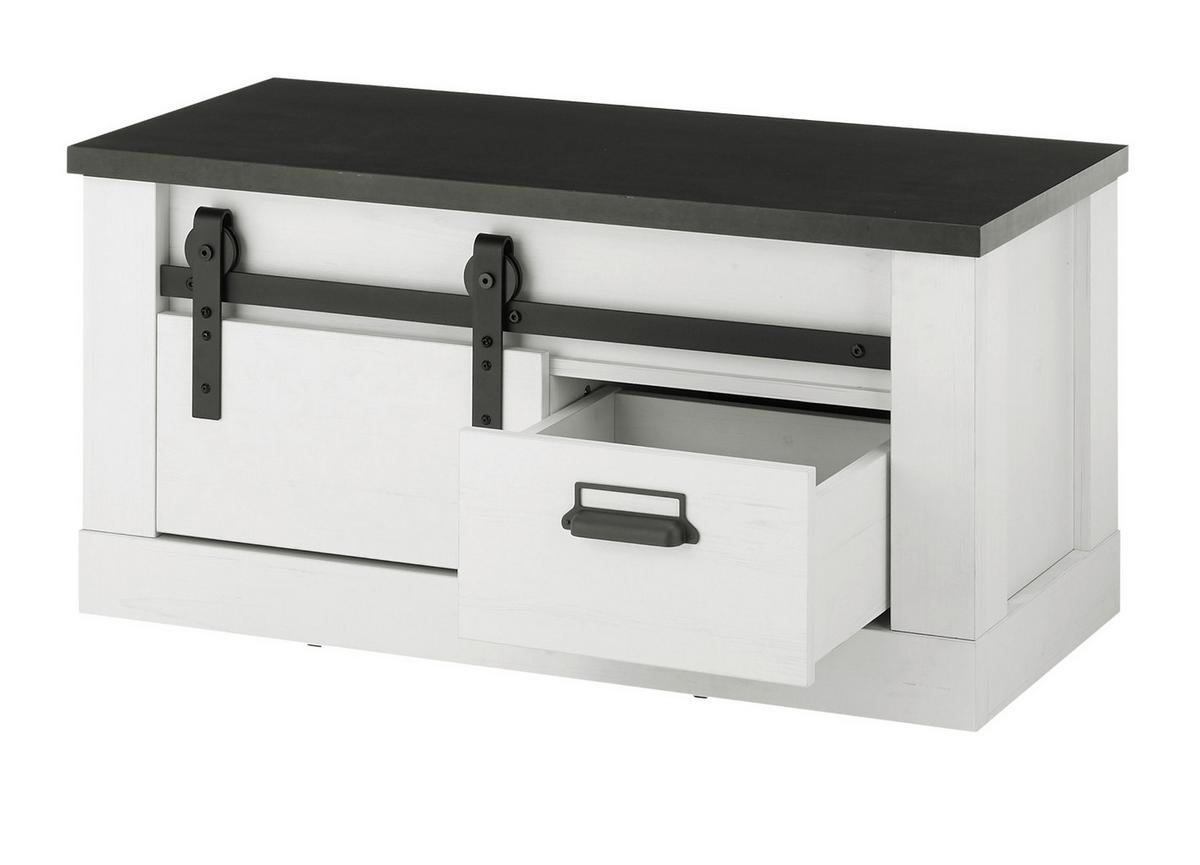GARDEROBENBANK weiß Pinie, anthrazit Landhaus, Flur Sitzbank 93 x 46 cm - Anthrazit/Weiß, Holzwerkstoff/Metall (93/46/43cm) - Furn.Design