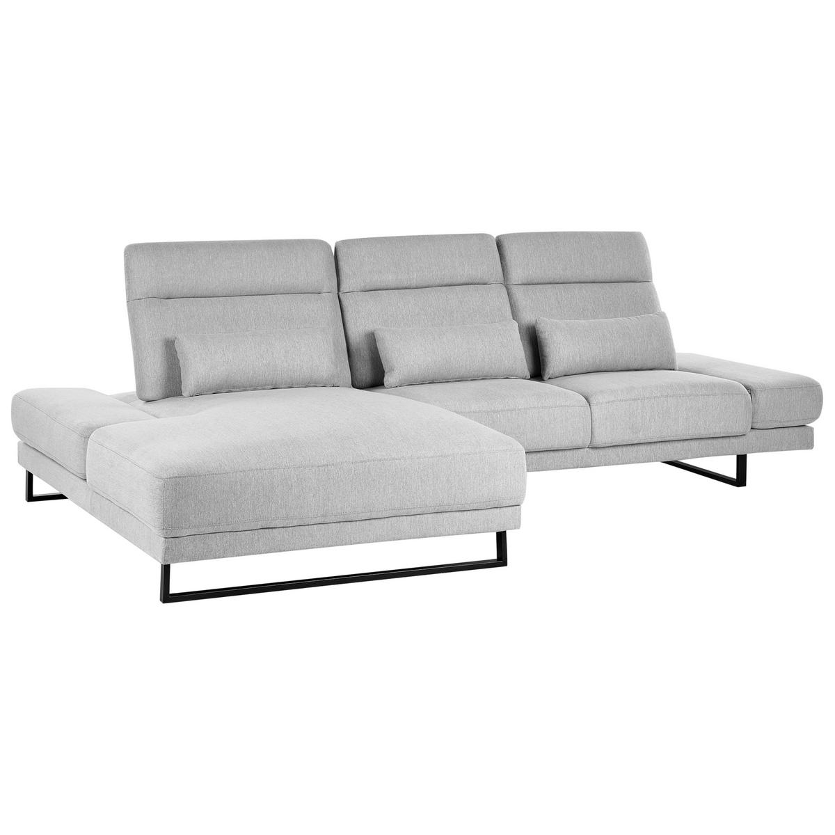 ECKSOFA 4-Sitzer Stoff Hellgrau rechtsseitig Ikast - Hellgrau/Schwarz, Textil (320/214cm) - Beliani