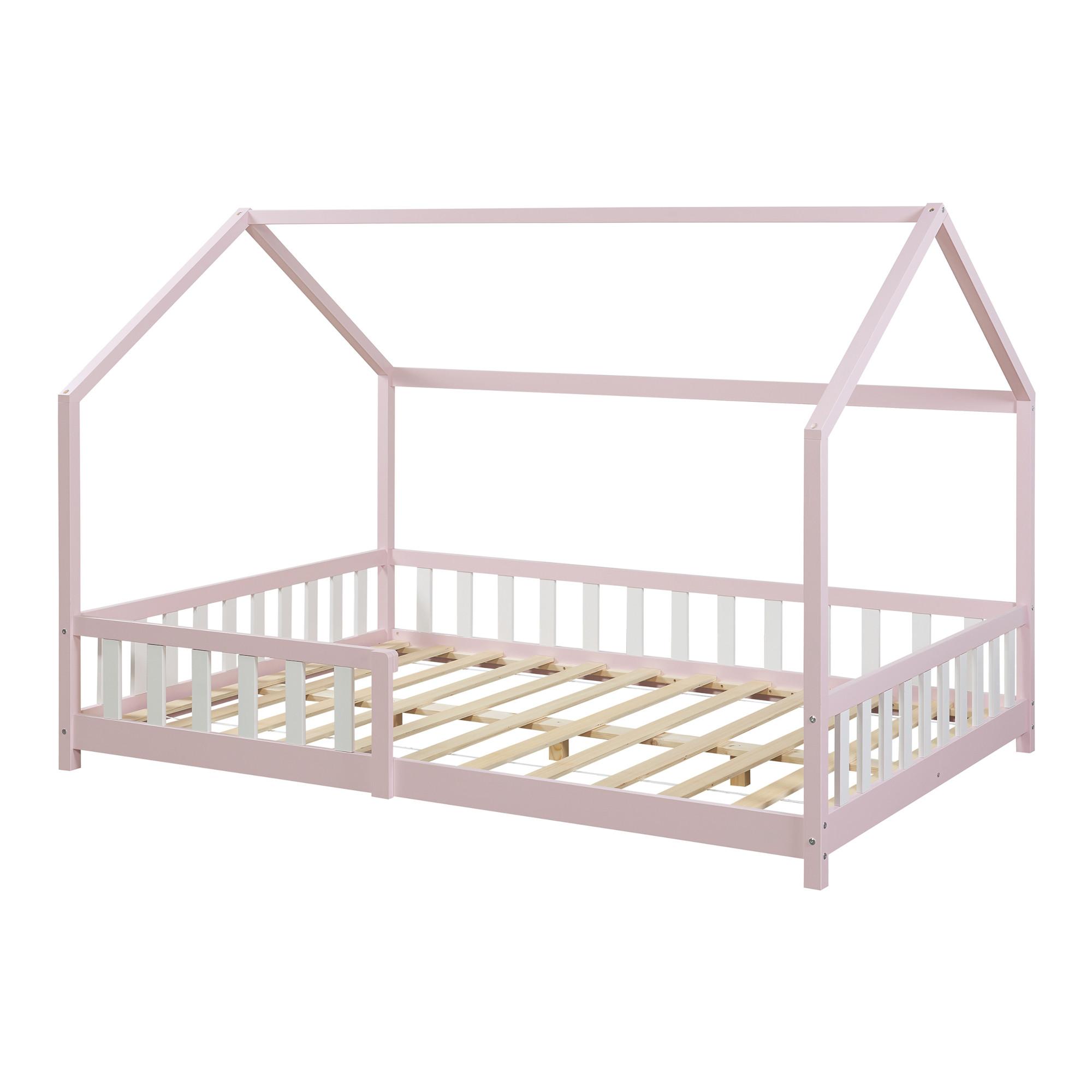 HAUSBETT Hesel - Pink, Holz (140/200cm) - [en.casa]