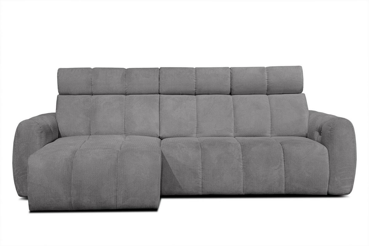 ECKSOFA KIMI 3-Sitzer, ausziehbarer Sitz, verstellbare Kopfstützen, grau - Schwarz/Grau, Holzwerkstoff/Textil (270/160cm) - Wozimo