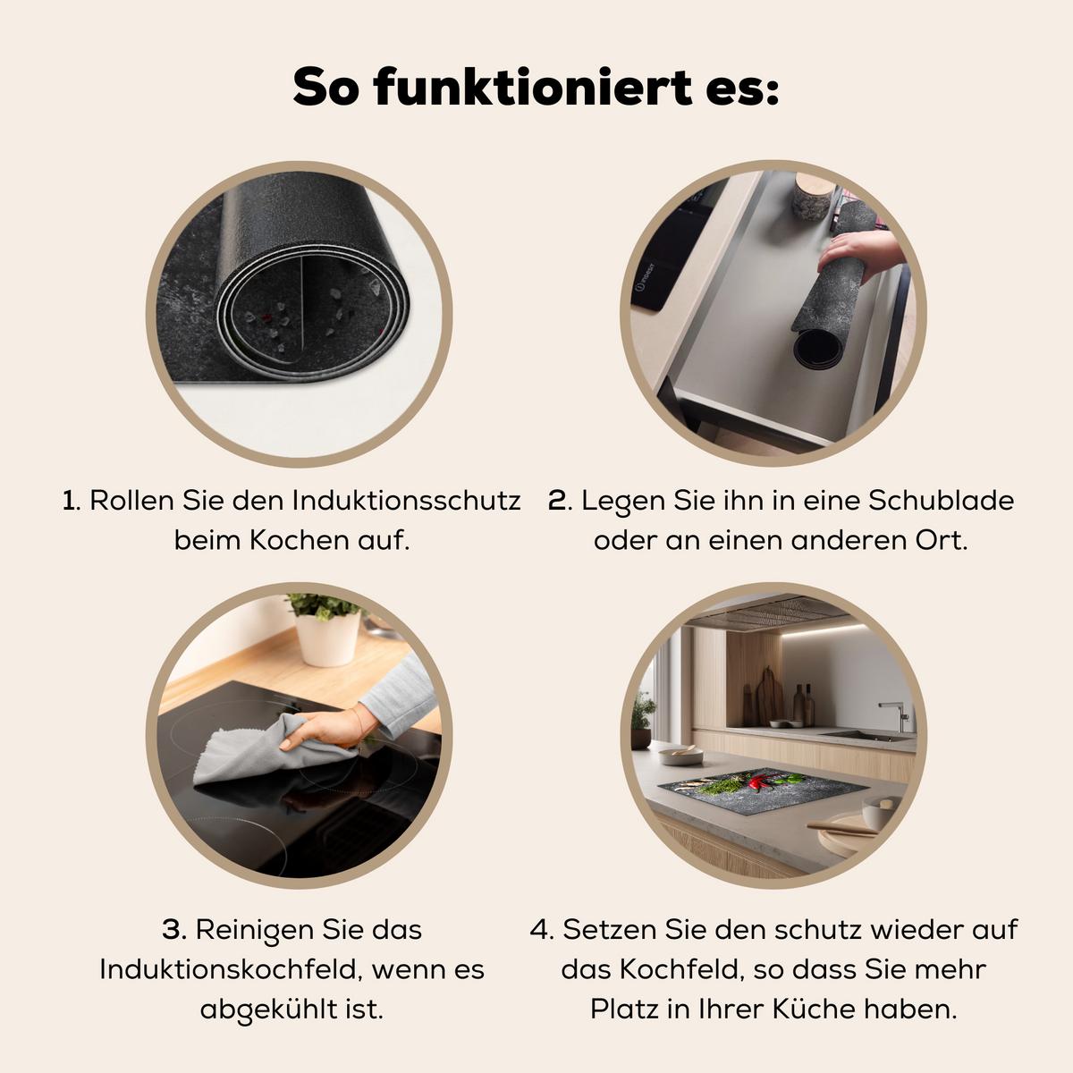 HERDABDECKPLATTE Pfeffer - Kräuter - Gewürze - Beton Herdabdeckung Induktionsfeld 60x52 cm - Rot, Kunststoff (60/52/0.2cm) - MuchoWow