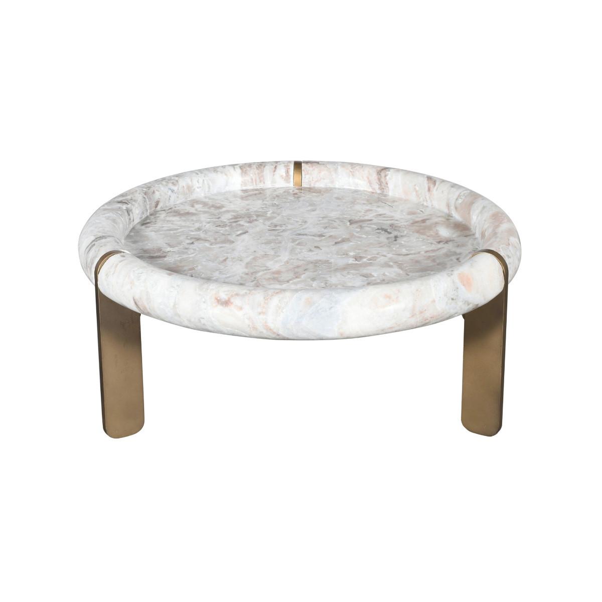 COUCHTISCH GROSS marmor metall 80/80/35 cm - Braun, Naturmaterialien (15/80/35cm) - Signature
