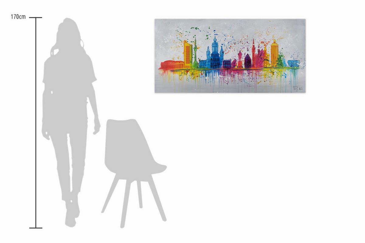 ACRYLBILD HANDGEMALT 120/60 cm - Multicolor/Grau, Holz/Textil (120/60cm) - KUNSTLOFT