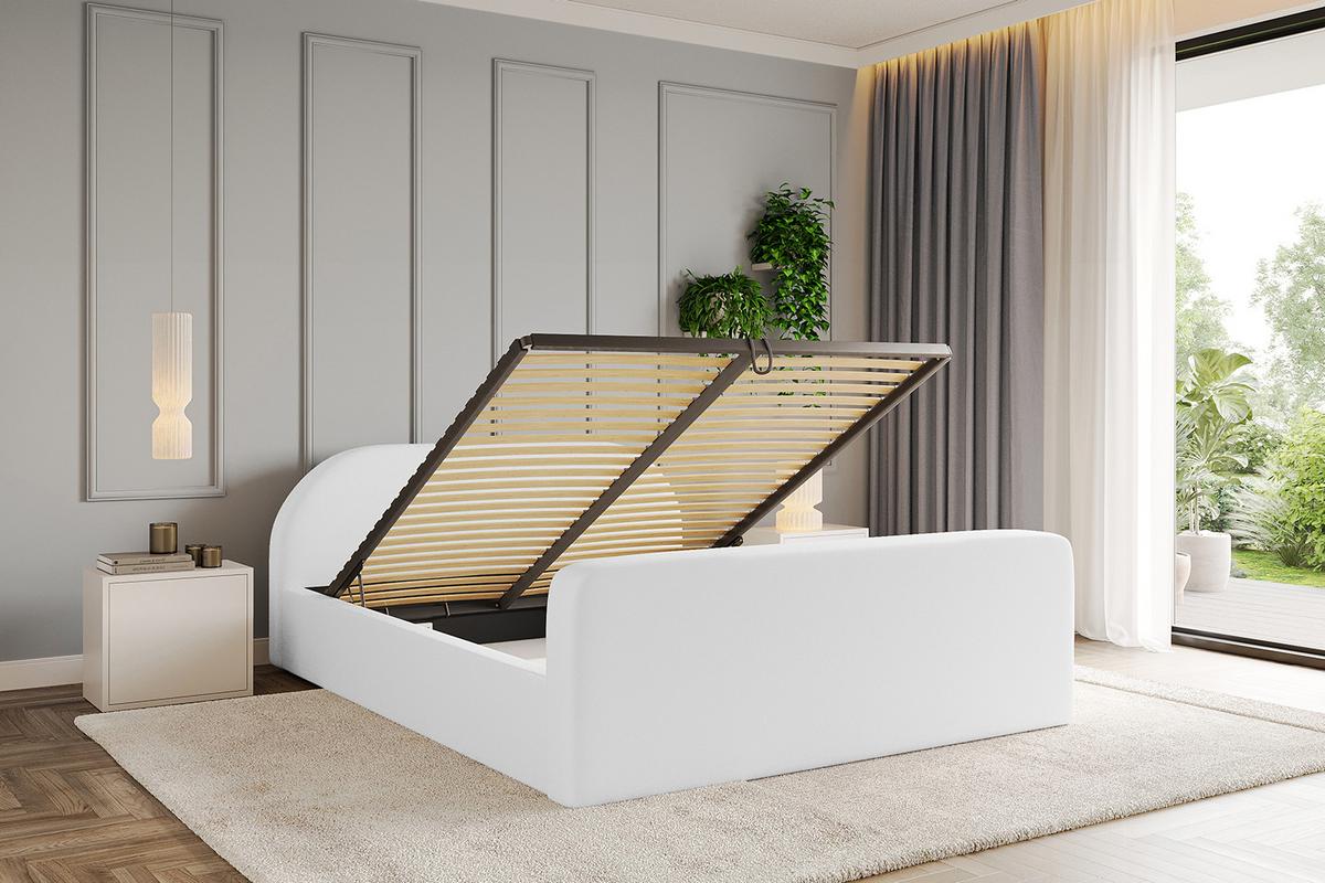 POLSTERBETT mit Bettkasten, Fußteil und Lattenrost, Boxbett mit Matratze H3/H4 - TIVON-Z-V1 180x200 Weiß Kunstleder - Weiß Hochglanz, Holzwerkstoff/Textil (180/200cm) - ALTDECOR