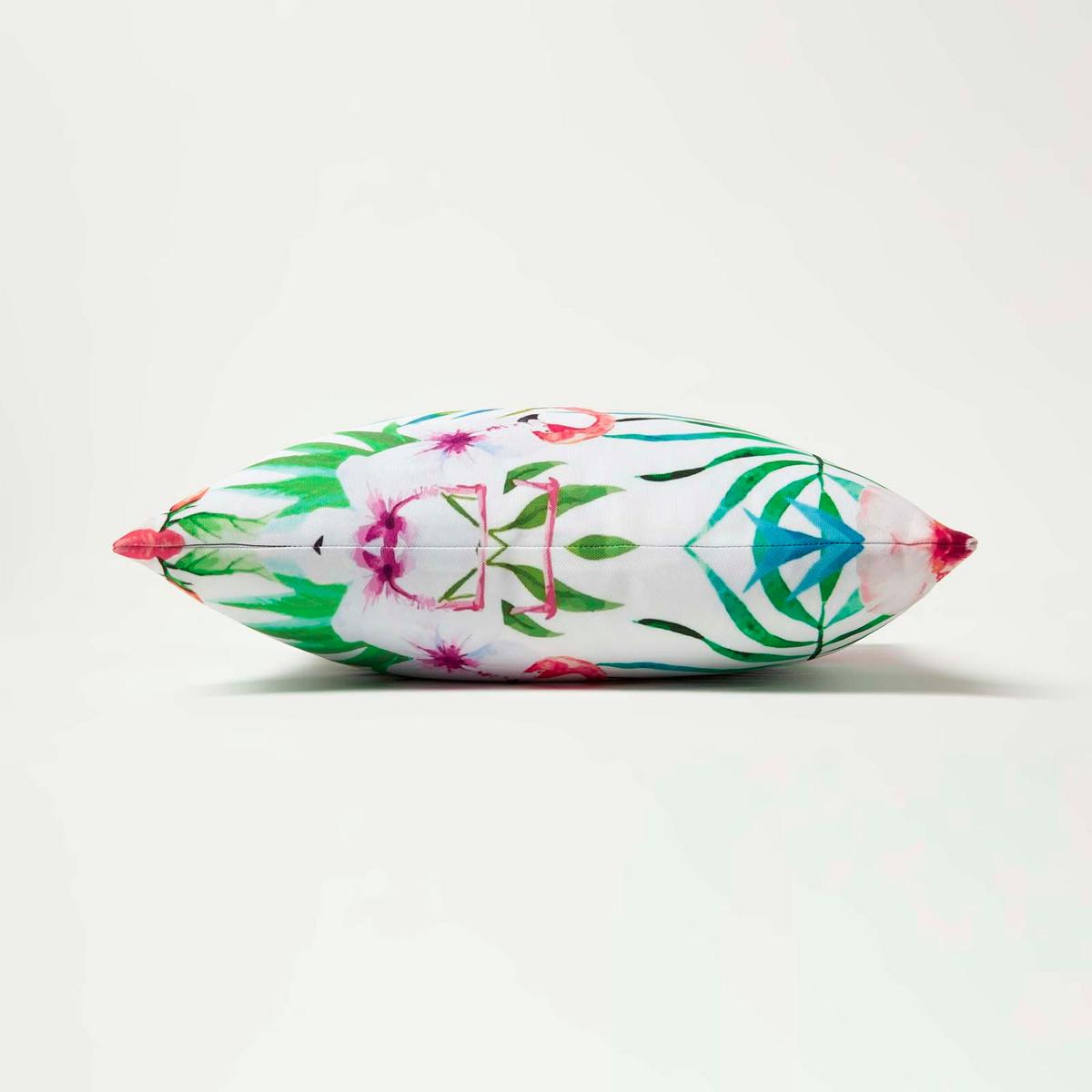 OUTDOOR-KISSEN 2er-Set 45/45 cm – Flamingo & Blumen - Multicolor, Textil (45/45cm) - Homescapes