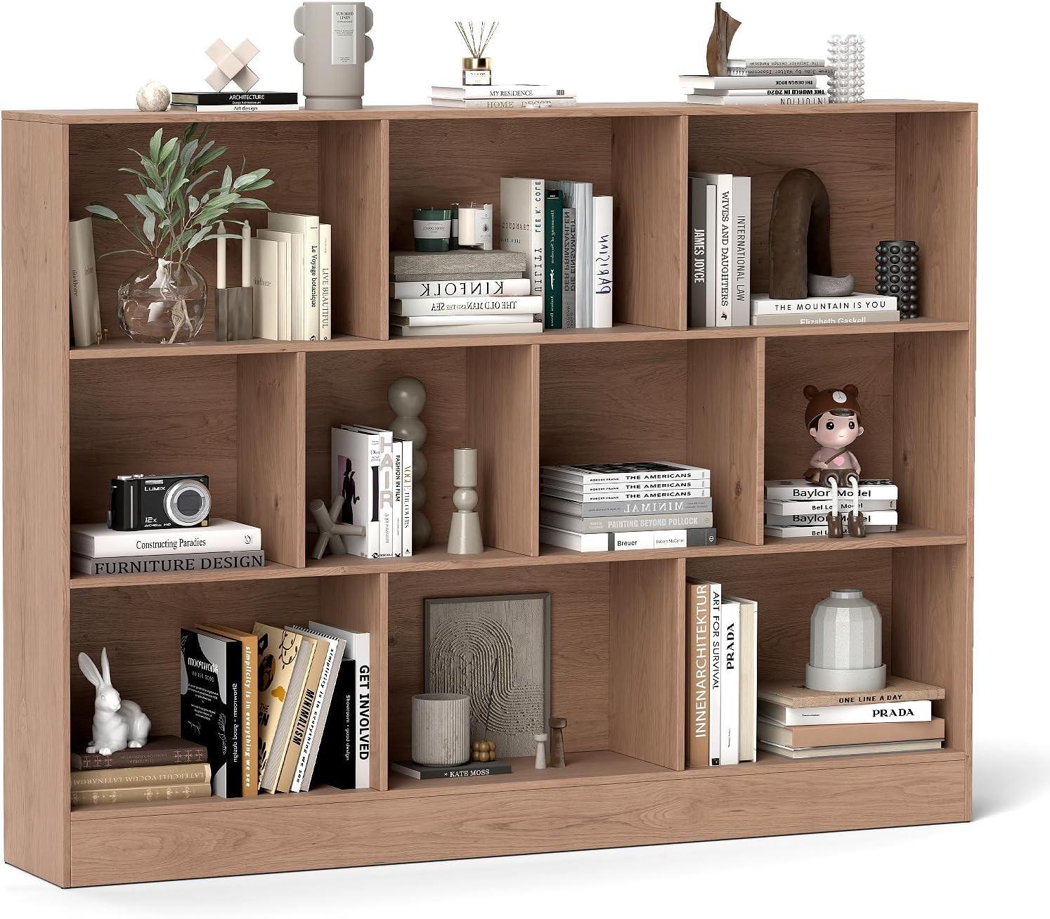 BUCHERREGAL Braun - Braun, Holz (140/104/24cm) - COSTWAY