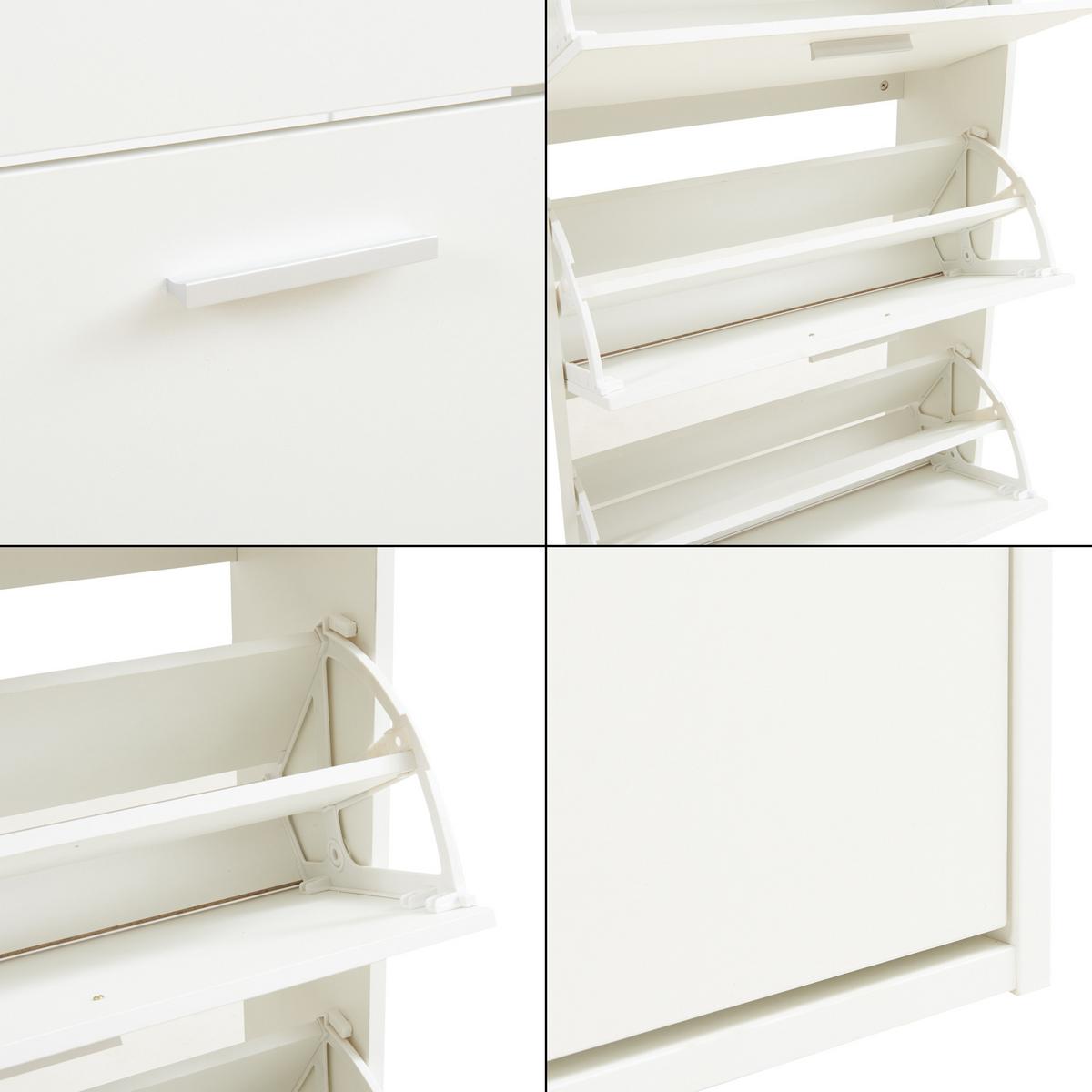 SCHUHSCHRANK Sykkylven - Weiß, Holzwerkstoff (60/169/24cm) - [en.casa]