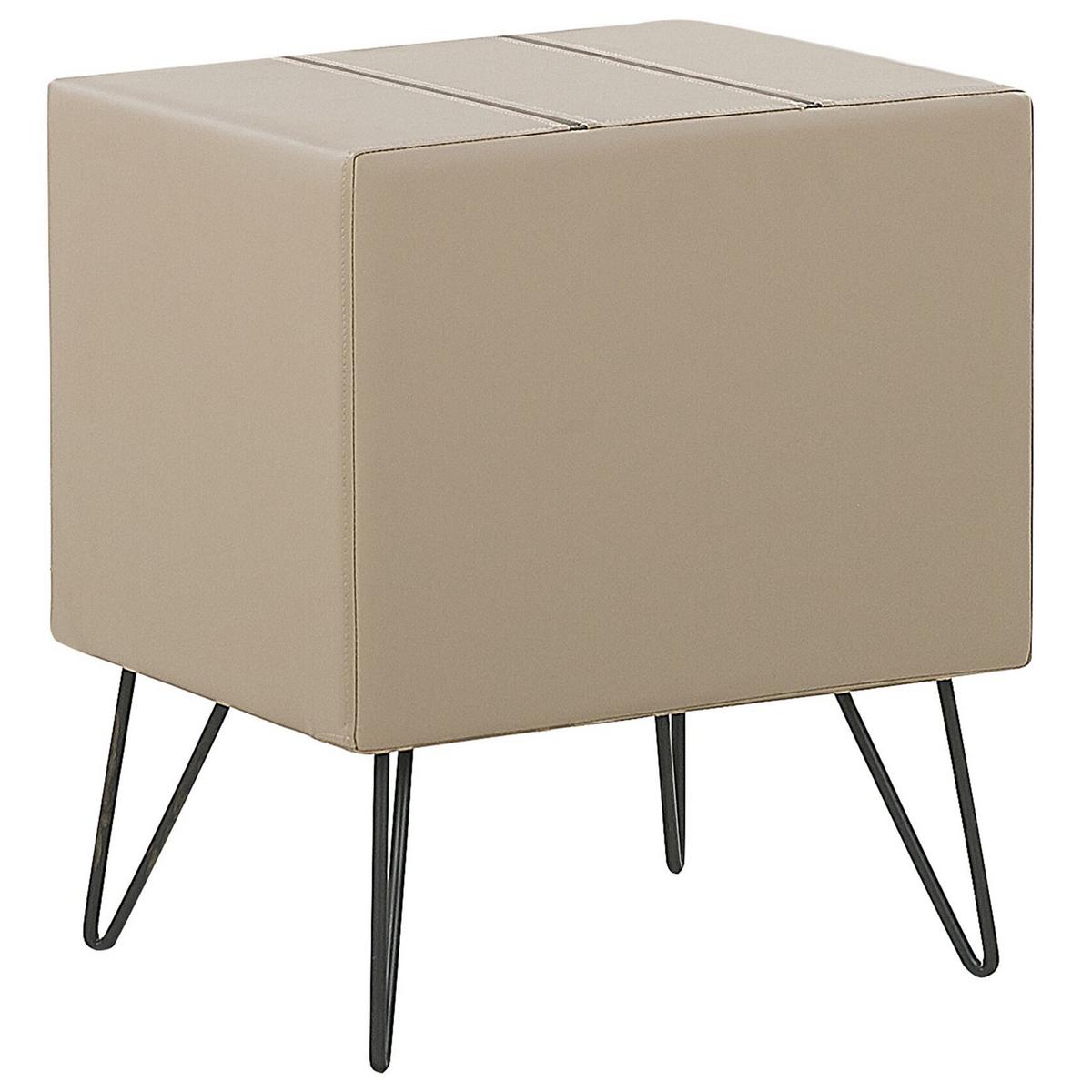NACHTTISCH beige Kunstleder schwarze Metallbeine 41/48/56 cm Betin - Beige, Kunststoff/Textil (48/56/41cm) - Beliani