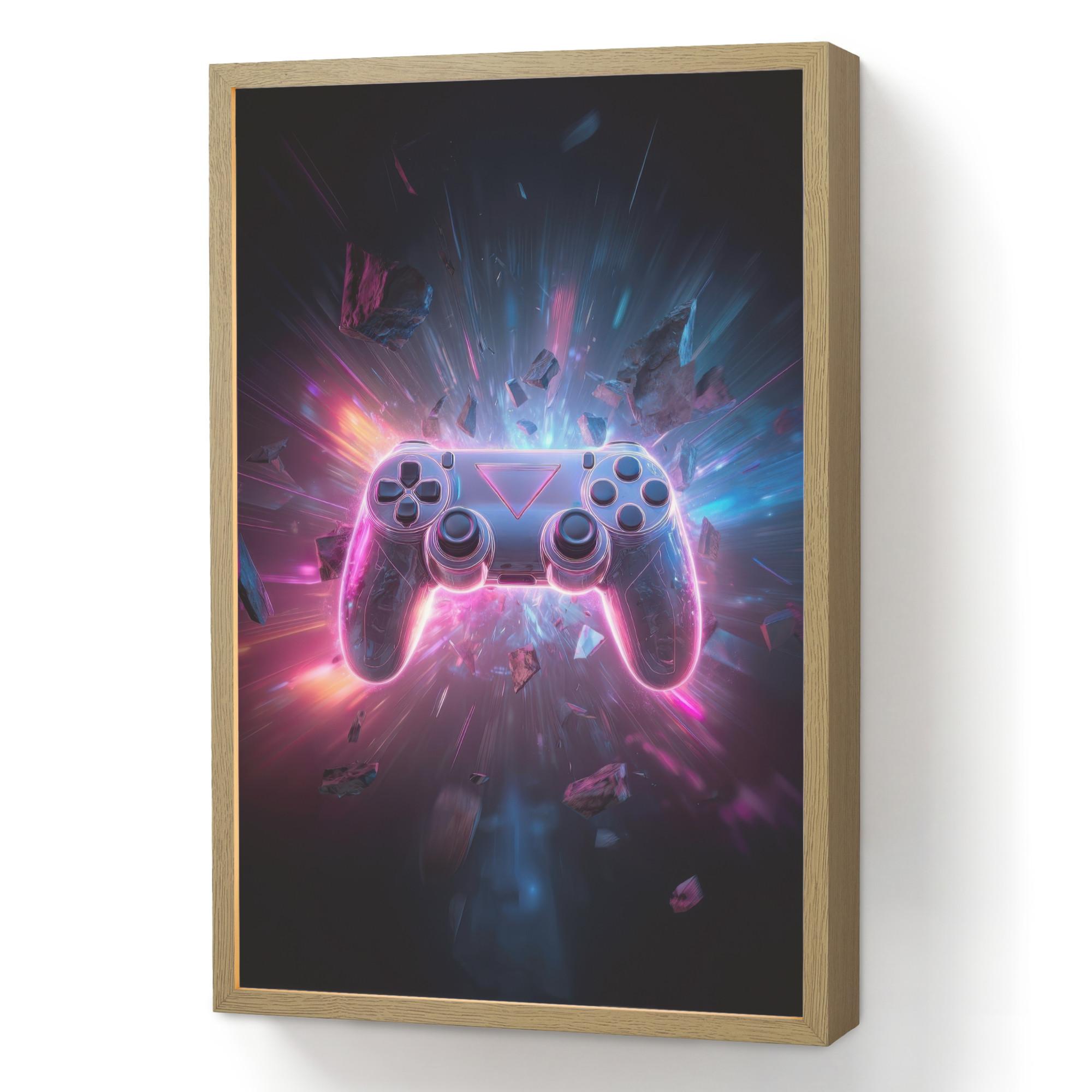 WANDLEUCHTE MIT AKKU Controller - Neon - Explosion - Abstrakt 40x60 cm - Violett, Holzwerkstoff (40/60/8cm) - OnlyWow