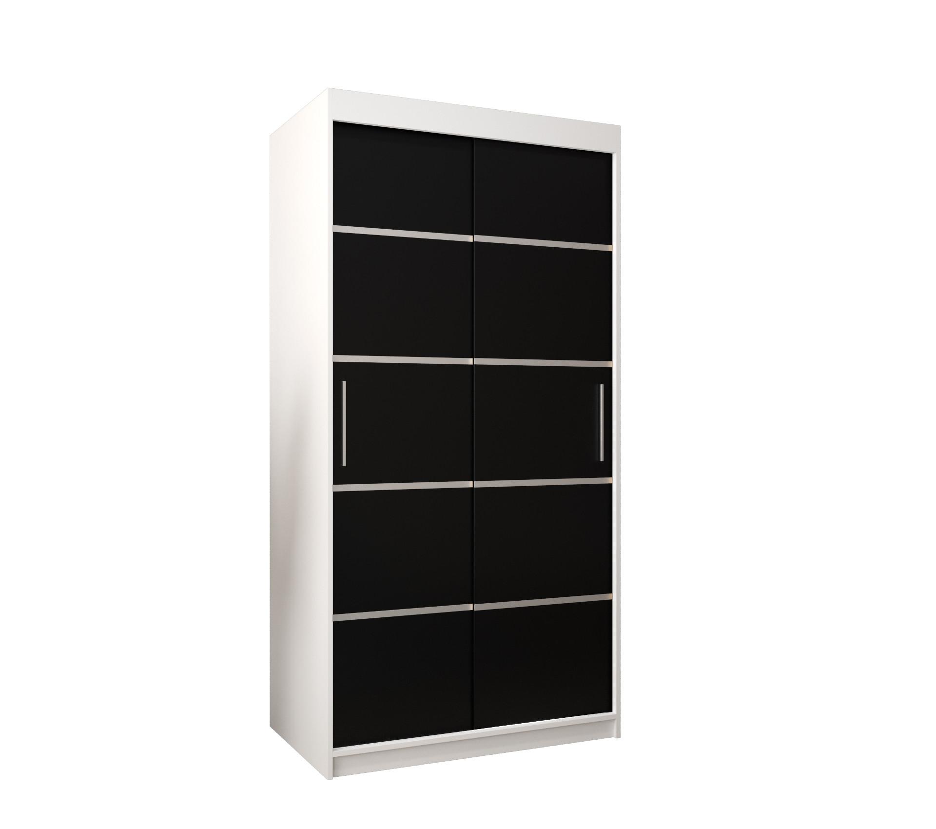 SCHWEBETÜRENSCHRANK 200/100/62 2-türig - Silberfarben/Schwarz, Holz/Kunststoff (100/200/62cm) - MÖBEL KRYSPOL