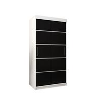 SCHWEBETÜRENSCHRANK 200/100/62 2-türig - Silberfarben/Schwarz, Holz/Kunststoff (100/200/62cm) - MÖBEL KRYSPOL